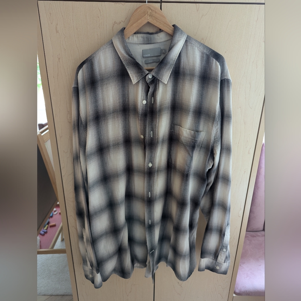 Vince hombre plaid long sleeve button up shirt